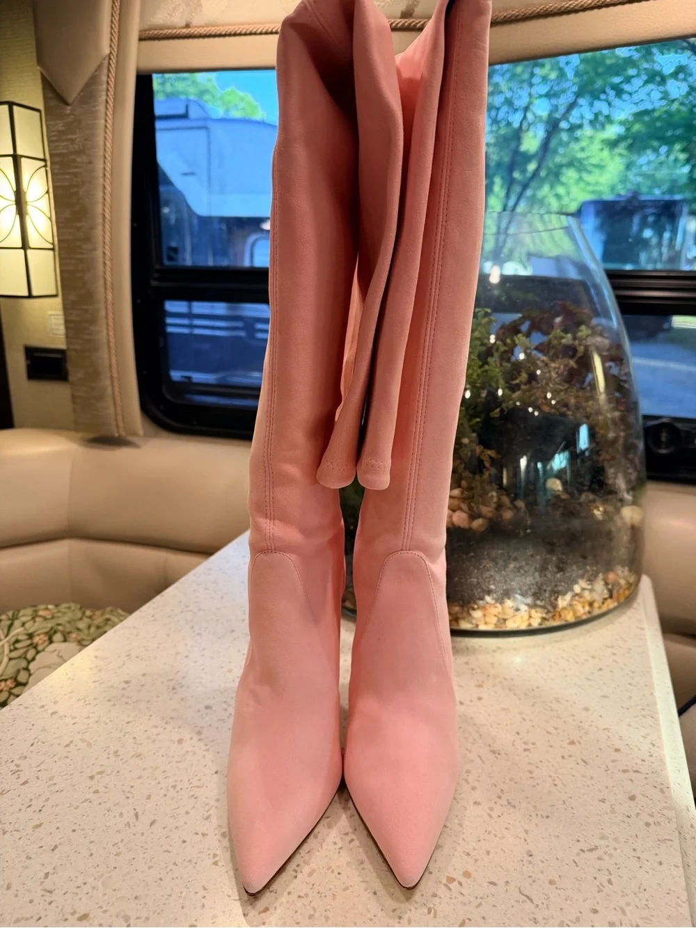 Stuart Weitzman Pink Over-the-Knee Stiletto Boots